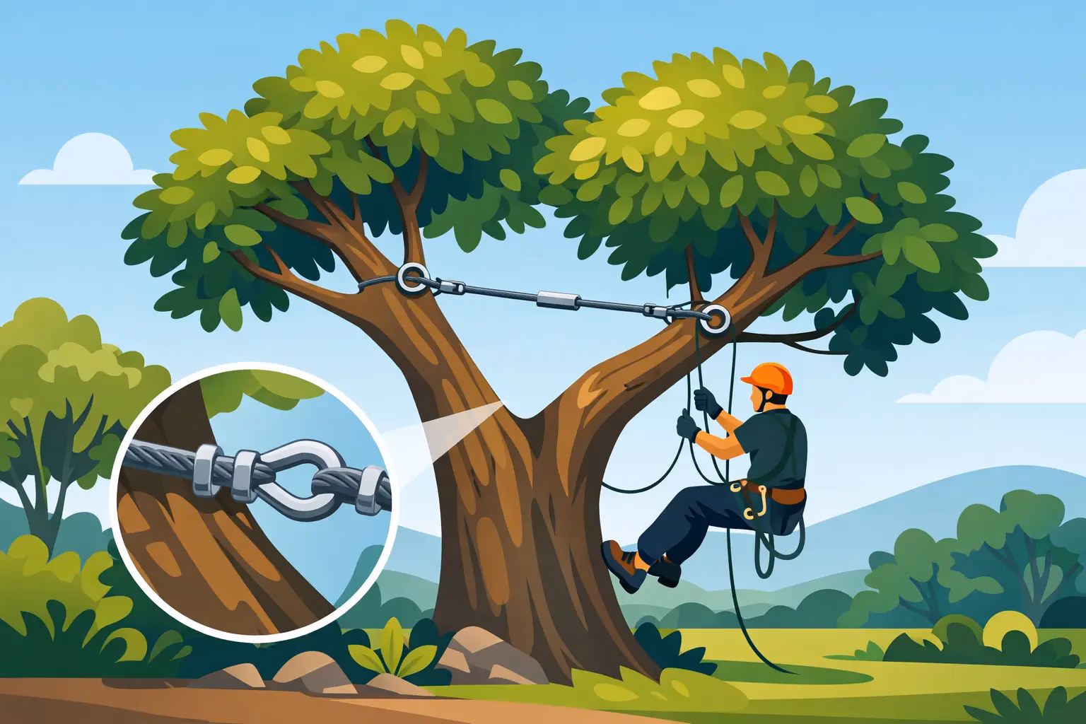 How Cabling Prevents Branch Failure in Trees